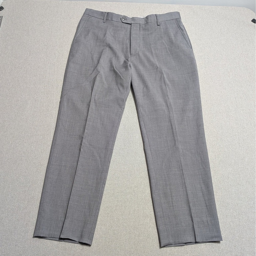 J.S. A. Bank 1905 Men's Grey 36R Flat Front Wool Blend Dress Pants